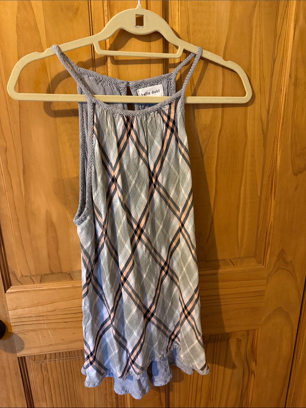Bella Dahl Blue and Pink Plaid Halter Camisole